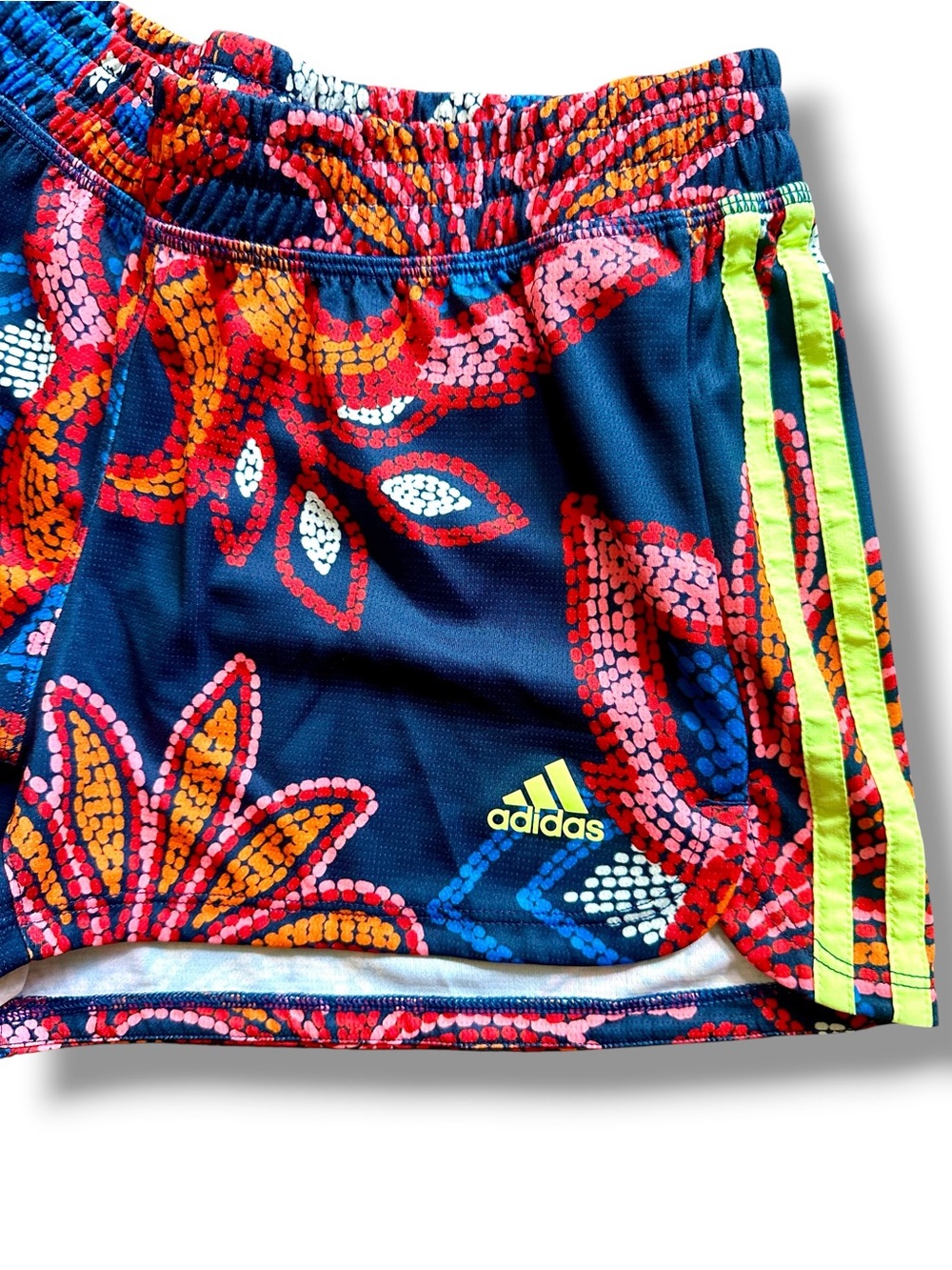 Women's Adidas Farm Rio Pacer 3-Stripes Knit Shorts in a blue floral print - Picture 3 of 16
